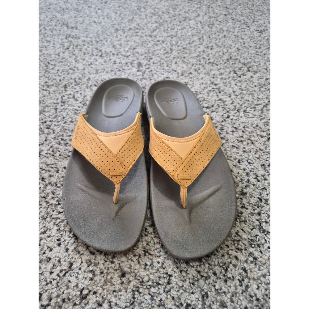 Abeo Kadie Flip Flop Sandals Size 12W Neutral Yellow Thong Slip On Orthotic